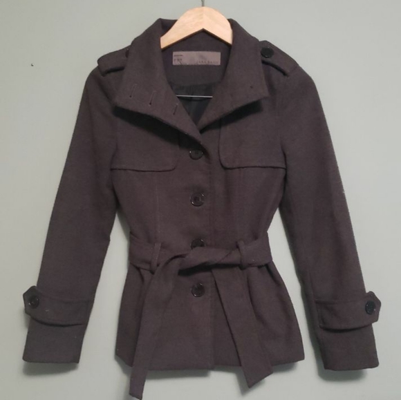 Zara grey coat with belt - Picture 10 of 11